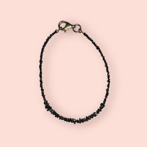 Chic Black VINTAGE NATURAL SPARKLY RAW ROUGH BLACK DIAMOND Bracelet 6-1/2